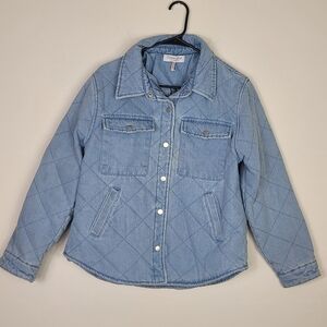 Denim Blvd Los Angeles Quilted Denim Jacket Women's L Shacket Streetwear Utility